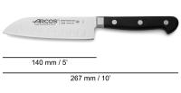 ARCOS Opera - Cuchillo Santoku Alveolado (140 mm) - Acero Inoxidable Forjado Nitrum® - Mango Negro de Polioximetileno (POM) - details 0