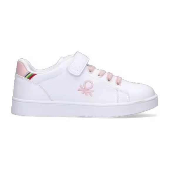 Benetton - Zapatillas Tenis Blancas y Rosas para Niña - Cómodas para Jugar - 1