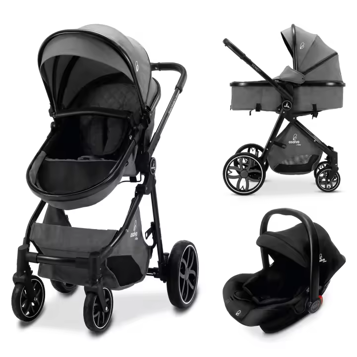 Asalvo Trío Convertible Sidney 2 – Cochecito 3 en 1 con Capazo, Silla de Paseo para Bebés, Silla de Auto para Bebés Grupo 0 para Bebés desde 0 Meses hasta 15 kg - 1
