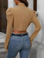Chaqueta De Casualidad Corta Con Manga Larga Estilo Europeo Y Americano Versátil Para Mujer Top De Poliéster Cierre Abierto - details 5