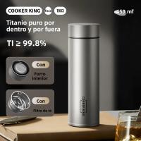 COOKER KING Taza De Té Aislada De Titanio Puro 450ml Con Estrador De Té Y Función De Infusión Para Negocios Y Viajes - details 1
