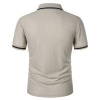 Camisa Polo Para Hombre De Manga Corta Color Sólido Casual Verano Transpirable Suelta Con Bolsillos Top Basic Splice Trendy - details 6