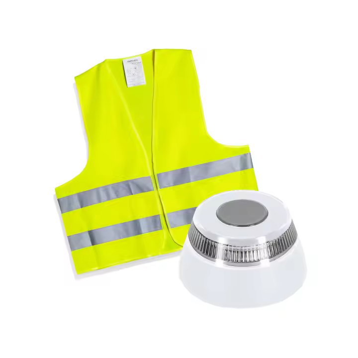 RegalosVip.es - Baliza V16 conectada+Chaleco. V16 conectada con geolocalización,DGT 3.0, luz de emergencia homologada, conectada y autorizada por DGT, señal V16 pilas incluidas, conectividad Telefonica hasta 2038,vision 360 grados, más Chaleco reflectante - 1