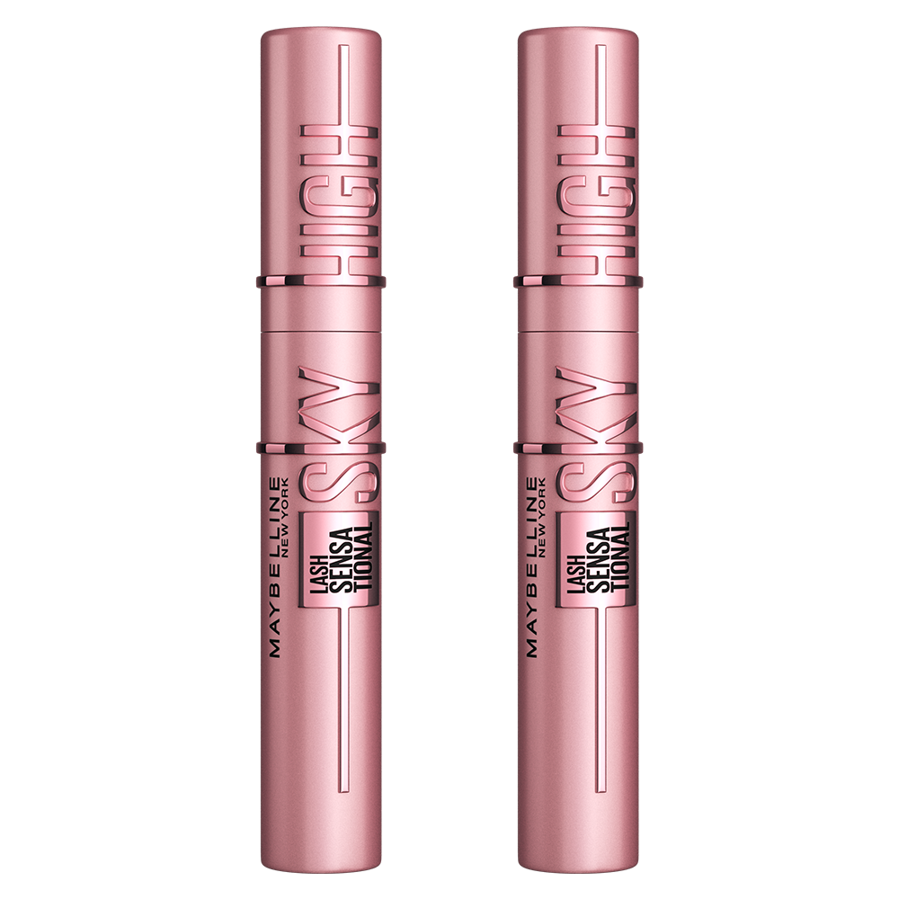 Maybelline New York | Pack duo de maquillaje: x2 Máscara de pestañas Lash Sensational Sky High, Tono Negro
