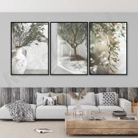Arte De Pared Minimalista Nórdico Sin Marco Olivo Ramas Y Hojas En Lienzo HD Pintura a Óleo Impresiones Para Dormitorio Y Sala - details 0