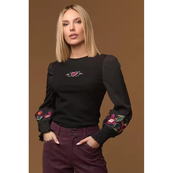 Top -Minueto- BLACK BOHO TOP - 1