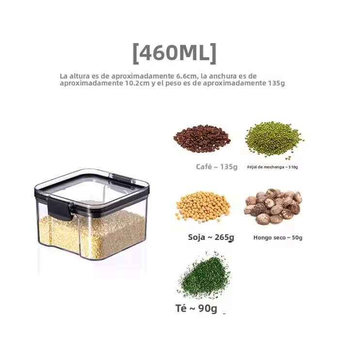 Juego De 5 Jars De Almacenamiento De Alimentos Sellados En Plástico Transparente Organizador De Cocina Multigrano Piletas Pilaables Resistentes a La Humedad Y La Humedad Para Granos Secos - 1