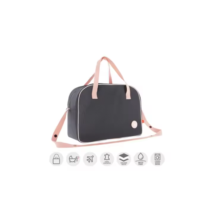 Bolso Maternal Prome Urbany Rosa de Cambrass. Tanto el tejido exterior como el interior (resinado) con el que está confeccionado el bolso cuentan con un acabado impermeable . - 1