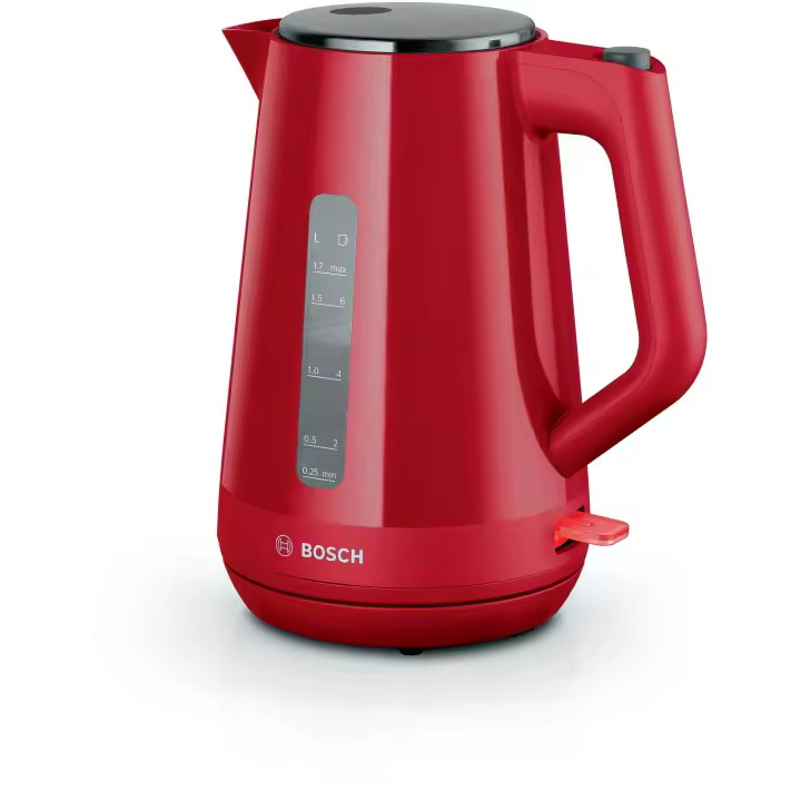 Bosch MyMoment Electric Kettle 1.7L 2400W Red with Auto Shut-off, 360° Rotating Base, Plastic Body, and Anti-Scale Filter for Fast Boiling Water Heating, Ideal for Tea and Coffee. - 1