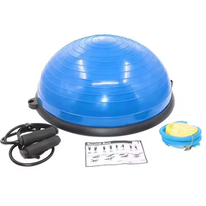 Balón de equilibrio, yoga, entrenador de equilibrio de 60 x 22 cm hasta 200 kg, media pelota de gimnasia, tabla de equilibrio con bomba y 2 bandas de fitness - 1