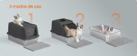 Feandrea Caja de Arena de Acero Inoxidable para Gatos con Tapa Abatible, Arenero XL, a Prueba de Fugas, Cuchara, Cepillo, Doble Entrada, Carga de Encimera de 15 kg, Gris Paloma/Beige Capuchino/Negro Tinta - details 3