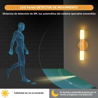 2PCS Luz Nocturna Sensor De Movimiento USB Recargable Madera 700mah LED Para Pared De Dormitorio Pasillo Escalera - details 2