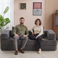 Sofá cama convertible de chenilla suave, asiento doble, no requiere montaje - tela resistente a los arañazos, imprescindible para apartamentos cómodos - details 1