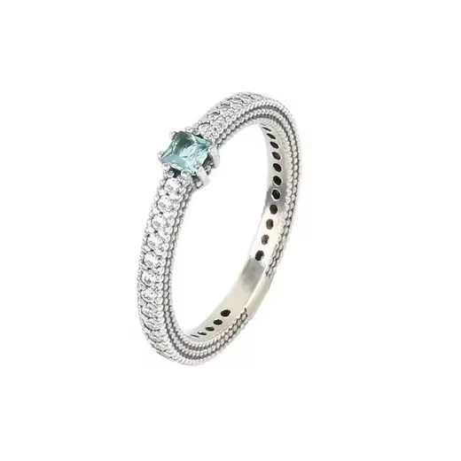 Sunfield Anillo de Plata de Ley con Circonitas Blancas y Turquesa - 1