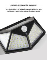 Lámpara De Pared Solar 100LED Impermeable Con Sensor De Movimiento Para Jardín Decorativa Iluminación Exterior Solar Energizada - details 0
