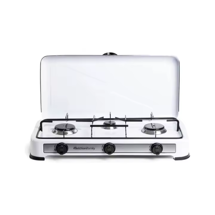 Hornillo a Gas Portátil Melchioni Family Minerva con 2 Quemadores, Encendido Fácil y Control de Llama, Acero Enamelado, para Uso Exterior - 1