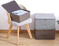 Caja de Almacenamiento 30x30x30 cm con Tapa y Cremallera – Cubo Organizador Plegable de Tela Tipo Lino con Asas Resistentes – Cesta para Ropa, Juguetes, Libros, Armario, Oficina y Hogar – Diseño Decorativo y Funcional - details 2