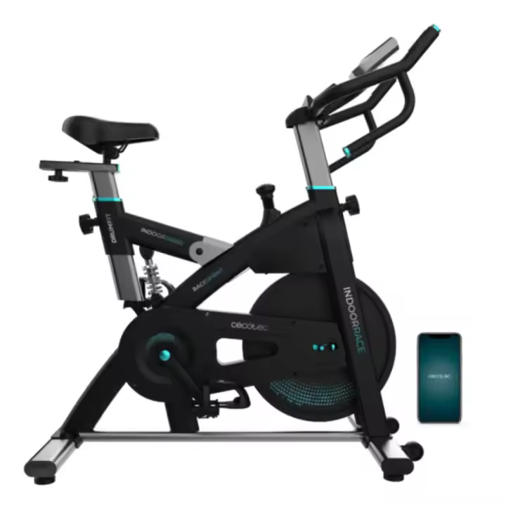 Cecotec - Bicicleta indoor Drumfit Indoor 24000 Race Sprint con volante de inercia de 24 kg, resistencia magnética y visualizador LCD para entrenamiento intenso en casa - 1