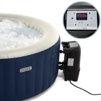 INTEX - Spa hinchable circular Blue One, Ø180x66 cm, 2-4 personas, 100 burbujas, 20º-40º, 677 litros, lona hinchable, cobertor aislamiento, unidad de control, 2 filtros cartucho S1, manguera inflado, dispensador cloro flotante - details 2