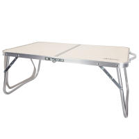 Aktive - Mesa baja plegable camping, color crema, 60x40x25 cm, patas y tablero plegables, máx. 20 kg, aluminio y madera MDF, antideslizante, antivuelco, plegado compacto, mesa portátil, resistente y duradera, cierre de seguridad, asa de hombro y de mano - details 0