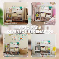 AIYAPLAY Estantería Infantil para Juguetes con Estantes Abiertos, Compartimentos, Diseño de Ositos, Organizador de Juguetes para Dormitorio, Sala de Juegos, Guardería, Blanco - details 4