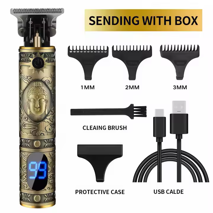 Máquina Cortapelo Profesional T9 USB - Recortadora de Barba Inalámbrica con Pantalla LCD para Hombre, Acabado Precisión - 1