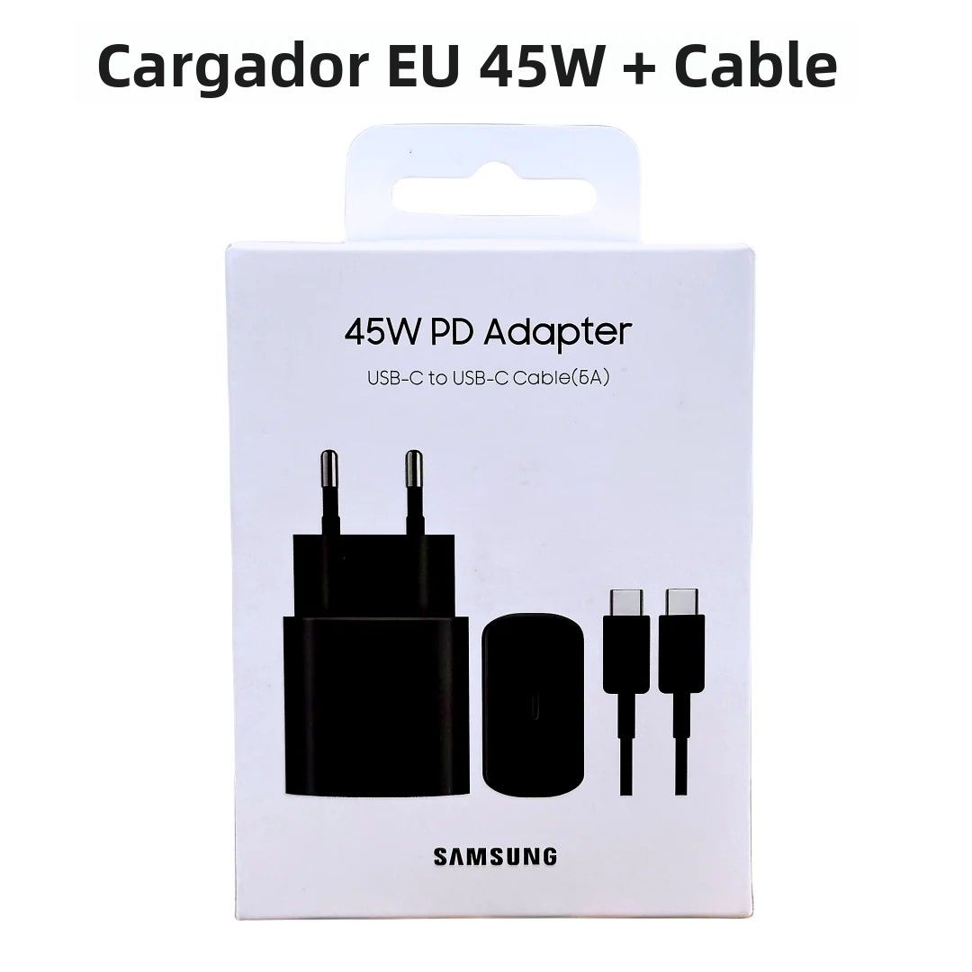 Cargador Rápido Original Samsung S24 45W Adaptador Para Galaxy S23 S22 Note20 Ultra Z Flip Fold 5 4 3 2 Con Cable De 5A