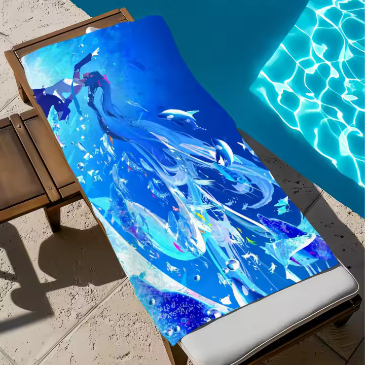 Toalla Deportiva Rápida Secado M-Miku-U Dibujos Animados Suave Para Viaje Gimnasio Sauna Spa Baño Camping Playa Tamaño 100x200CM - 1