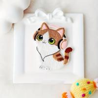 Parches Bordados De Gatos Cartoon Divertidos Con Auriculares 4 Unidades Decoración De Ropa Aplicaciones De Bordado Tamaño 6x4.5cm - details 6