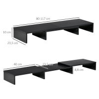 Vinsetto Soporte Elevador para Monitores de Madera Ajustable en Longitud y Ángulo para 2 Pantallas de Ordenador Portátil 80-117x23,5x10 cm Negro - details 2