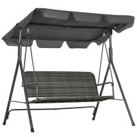 Outsunny Columpio de Jardín Exterior de 3 Plazas Balancín de Jardín Exterior con Toldo Ajustable Asiento de Ratán PE y Reposabrazos para Balcón Terraza Patio Carga 240 kg 167x112x153 cm - details 0