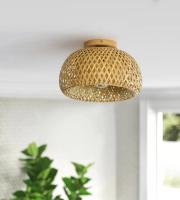 Lámpara De Techo Tejida De Bambú Retro Para Restaurante Y Sala De Estar Iluminación LED Ajustable Decorativa Fijación En Techo E27 - details 8