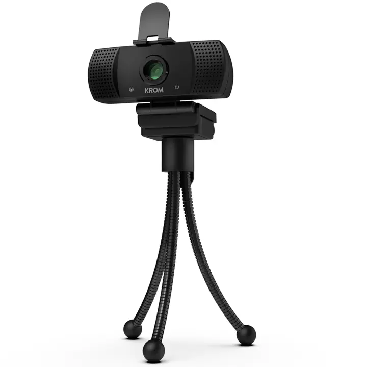 KROM KAM -Diseñada para Gaming, Webcam 1080p, 30fps, Micrófono Incorporado, Tripode Incluido, USB, Negro - 1