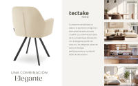 Tectake - Silla de comedor giratoria 180º con reposabrazos Lucia, 58 x 58 x 87 cm, Terciopelo acolchado, Silla para salón o dormitorio, Mueble moderno, Respaldo continuo, Patas de acero esbeltas, Pies regulables en altura, Capacidad de carga 120 kg - details 5
