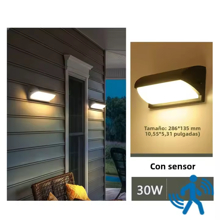 Lámpara De Pared Exterior LED Impermeable IP66 Con Sensor De Movimiento Iluminación Moderna Para Porche Balcón Jardín - 1