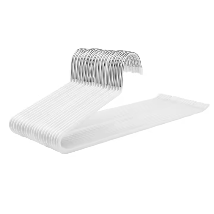 SONGMICS 20 Unidades Perchas para Pantalones, de Metal Cromado, Antideslizantes, 38 x 13 cm, Ahorro de Espacio, Blanco - 1