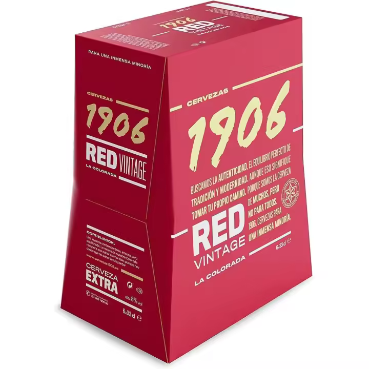 ESTRELLA GALICIA 1906 RED VINTAGE Cerveza Especial - Pack 6 botellas cristal 330ml - 1