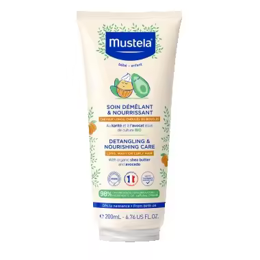Mustela - Acondicionador desenredante y nutritivo para bebés y niños con cabello largo, ondulado o rizado, 200 ml, con manteca de karité BIO y aguacate BIO, 98% ingredientes naturales - 1