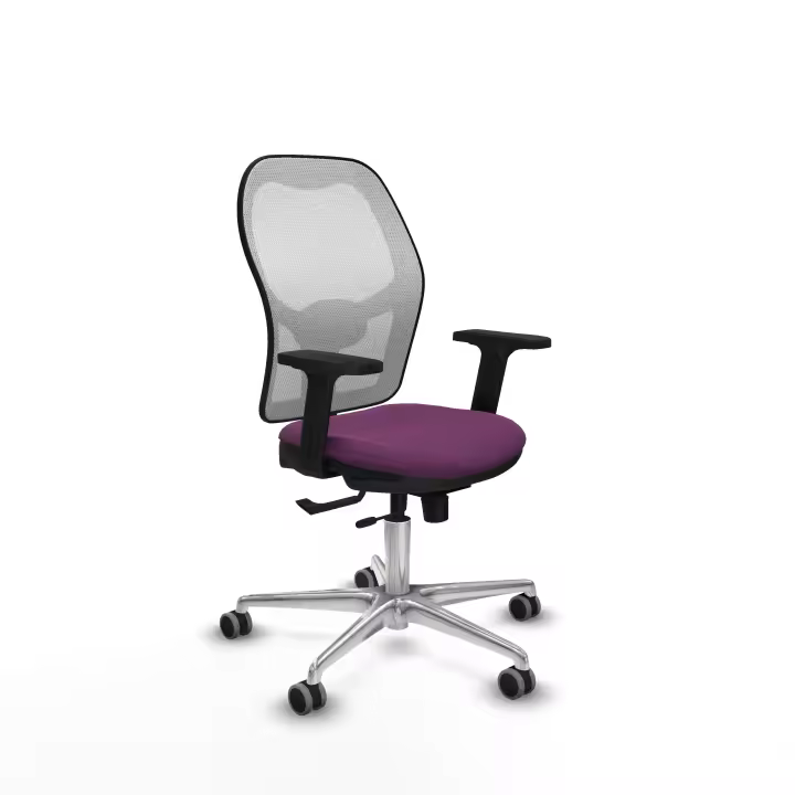 Jorquera traslack malla blanca similpiel morado brazos 2D base aluminio ruedas 65mm engomada - 1
