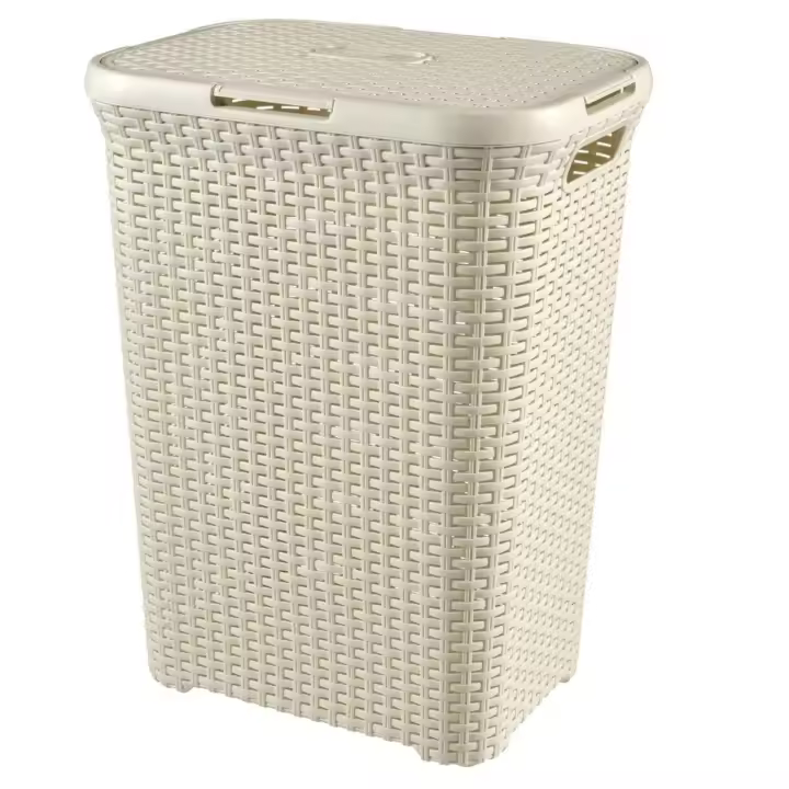 SANCO STORE- Curver Hamper Style- Baúl para la Colada con Tapa 60L, Cesto de Ropa, 45x34x62 cm, Blanco - 1