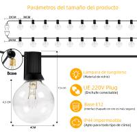 Cadena De Luces Para Patio 50Ft Conectable 220V E12 G40 Decoración Para Jardín Porche Balcón Fiesta Luz De Garland Exterior - details 1