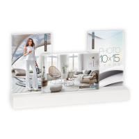 Berks Kit Marco Acrílico con base de madera blanca, set compuesto por 3 marcos acabado transparente, mesa multifoto, compuesta por marcos acrílicos que se pueden colocar sobre la base de madera, para 3 fotos, apto para hogar y oficina. - details 0