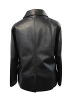Chaqueta De Cuero PU De Talla Grande Con Botones Y Cuello En V Casual Para Mujer Manga Larga Estilo Suelto De Primavera Otoño Invierno - details 4