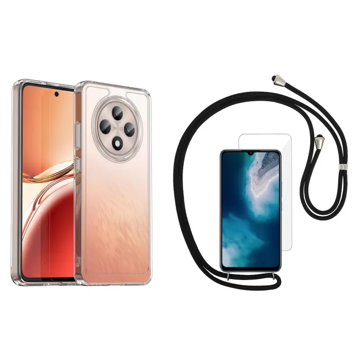 Funda Oppo Reno 12F / 12 FS (4G) (5G) Silicona Gel TPU Colgante Cordon Transparente GCO + Protector Pantalla Movilear - 1