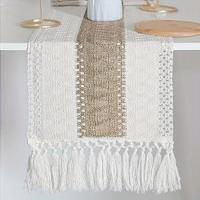 Corredor De Mesa Boho 182.88 Cm Largo Color Crema Y Marrón Macramé Con Borlas Blends De Poliéster Para Decoración De Hogar Estilo Rustico Farmhouse - details 4