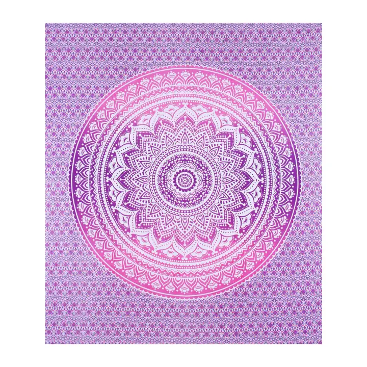 Ethnikulture 100% Algodón Tapiz con Estilo de Mandala Indio - 220 x 240 cm - Uso Versátil para Yoga, Playa y Decoración de Pared - Arte Mural - Ideal como Tapiz de Pared Grande - 1