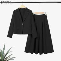 ZANZEA Traje De Mujer Elegante De Otoño 2025 Con Blazer De Manga Larga Y Vestido 2 Piezas Moda Trasero Elegante Oficina OL - details 7