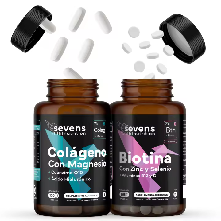 Pack Colágeno con Magnesio y ácido hialurónico + Biotina 10.000 mcg - Cuidado de Piel, Cabello y Uñas - 1