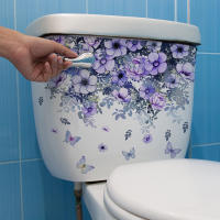Pegatinas De Pared De Mariposa Flor De Enredadera Morada Para Baño Y Toilette Decoración Bebida PVC Autoadhesiva Para El Hogar - details 2