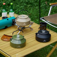 Hervidor De Agua De Viaje Ultraligero De 1.4L Con Manija Para Estufa Café Metal Suministros De Mesa Color Khaki Verde Negro - details 9